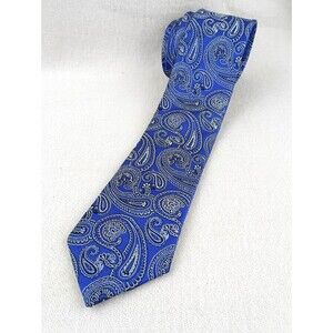 Donald J Trump Signature Collection Silk Tie Blue/Silver Paisley 60"
